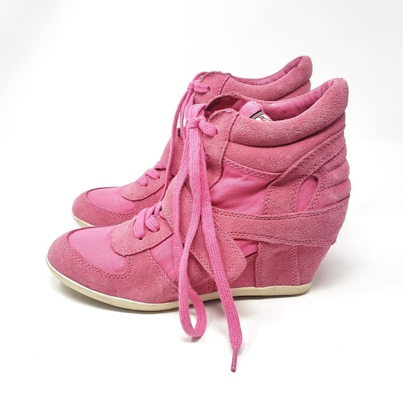 Ash | Bowie Pink Suede Wedge Lace Sneakers Size 39 - Picture 3 of 8